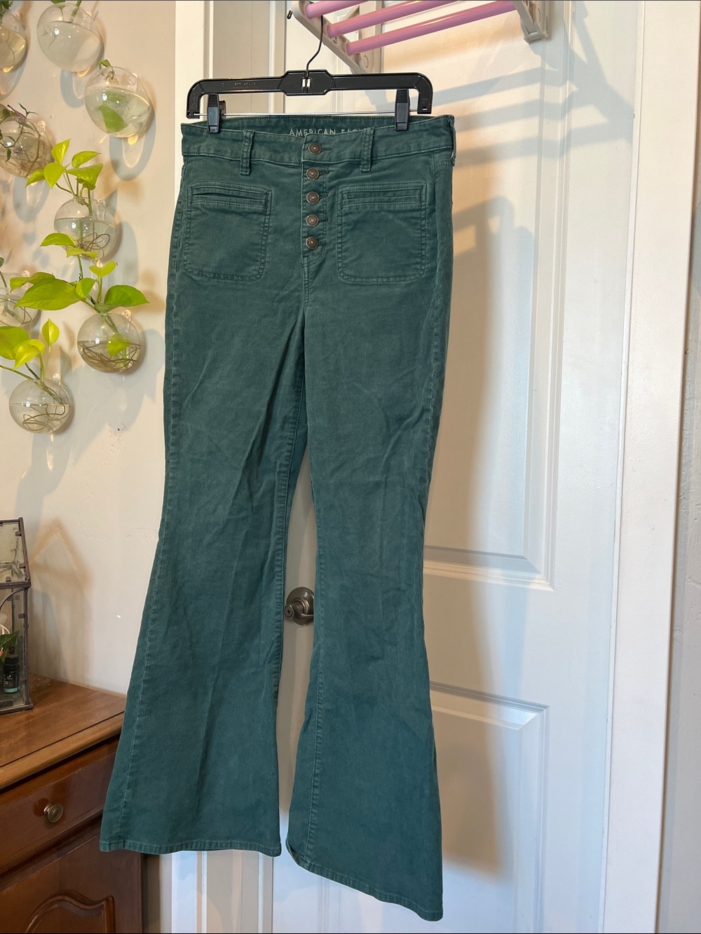 American Eagle Outfitters Dark Teal Corduroy Flare Pants